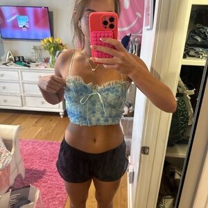 Blue Ruffled Women's Top